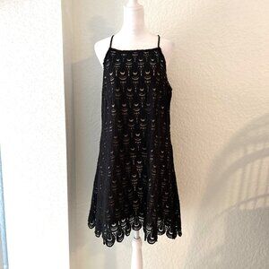 R n B Black & Nude Crochet Cocktail Dress